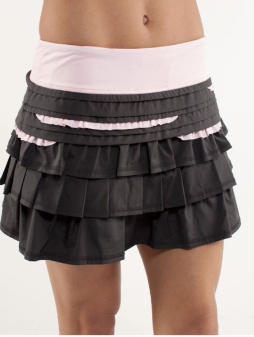 Rare Lululemon Sz 8 Run Back On Track Skirt Coal/Pig Pink/Heathered Pig Pink